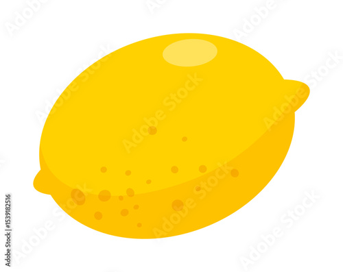 Illustration of a Fresh Yellow Lemon on a White Background, Vibrant and Simple Design