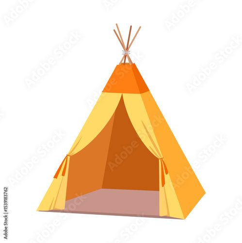 Illustration of a Native American tepee with yellow and orange colors