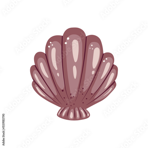 Hand drawn vector illustration of a mussel in flat cartoon stylisation. Seashell isolated drawing. Marine element. Sea creatures