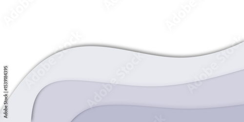 "Abstract wavy layered background with soft gradient shades of white and purple. Minimalist paper cut style design, ideal for presentations, banners, or web design. Clean and modern aesthetic"