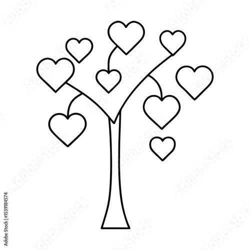 Romantic valentine s day tree decorated with hanging hearts