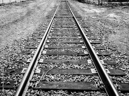 railroad track path leading line in the distance