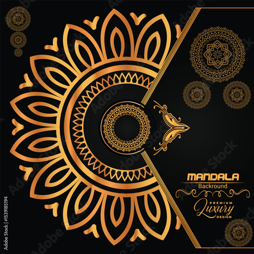 Premium Luxurious Golden Mandala Design | Royal Blue Background Art
