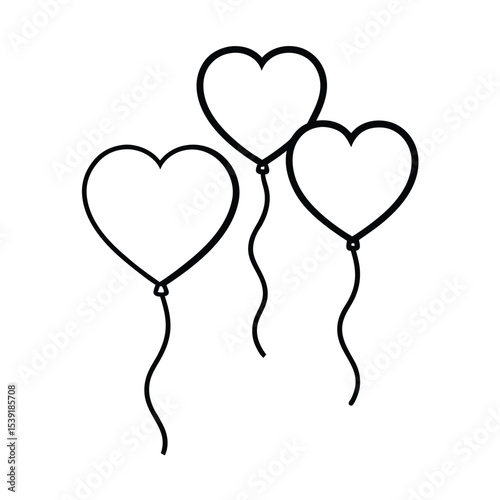 Colorful heart shaped balloons design festive romantic illustration