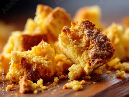 Crumbled pieces of golden b...