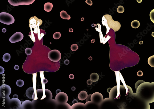 Two Women and Bubbles