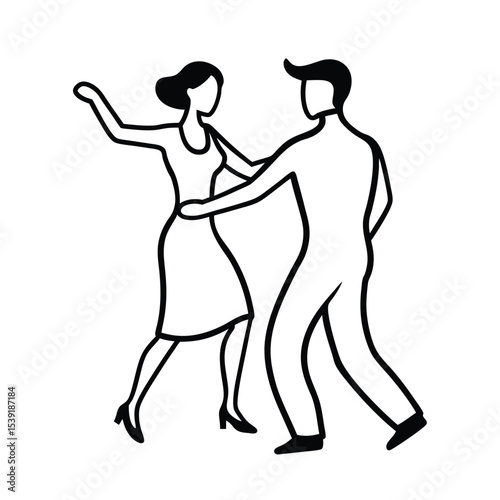 Romantic couple dancing silhouette elegant vector illustration for wedding invitations dance studio marketing and romantic designs
