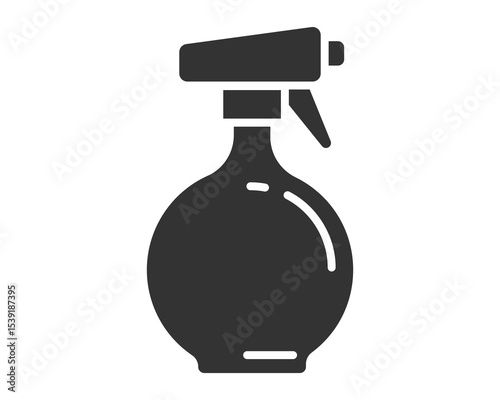 Spray bottle silhouette. Versatile icon for cleaning, gardening, beauty, or personal care. Simple, impactful graphic for designs needing a hygienic or refreshing touch.