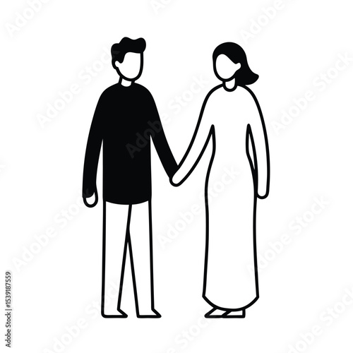 Romantic couple holding hands a tender vector illustration for love and romance designs