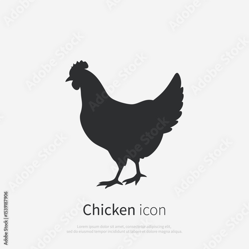 Chicken icon silhouette. Hen logo isolated. Vector illustration.