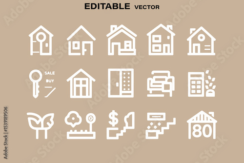 Real estate icon set house home property building sale buy