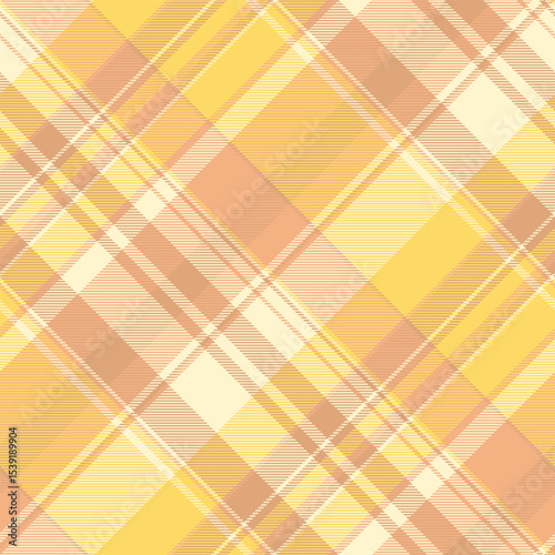 Mens shirt background fabric pattern, grunge seamless vector textile. Net check tartan texture plaid in orange and light colors.
