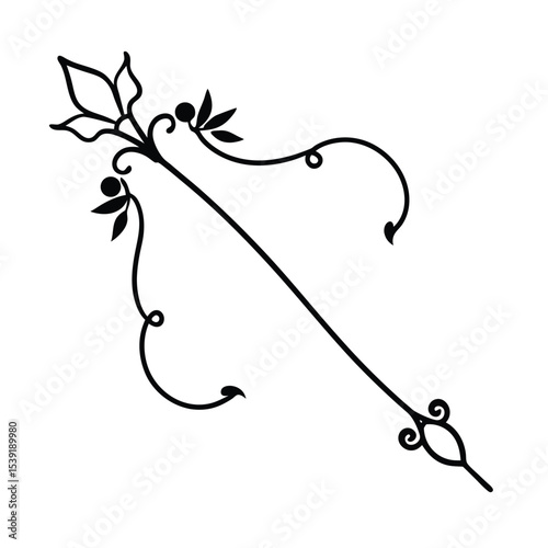 Cupid s bow with intricate floral vines romantic design element