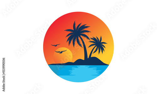 Beach logo design vector