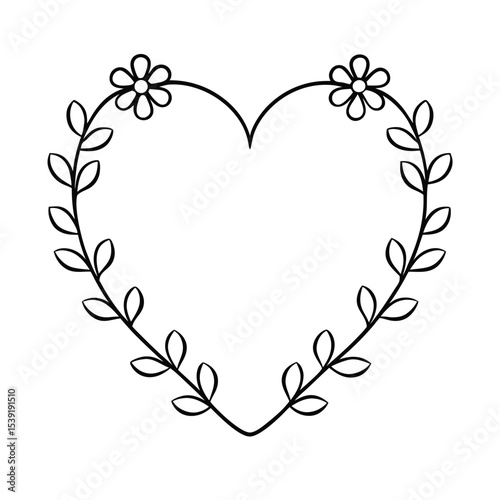 Elegant floral heart wreath design for invitations cards and logos