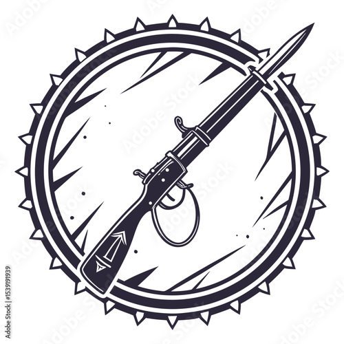 Classic military rifle icon badge silhouette illustration