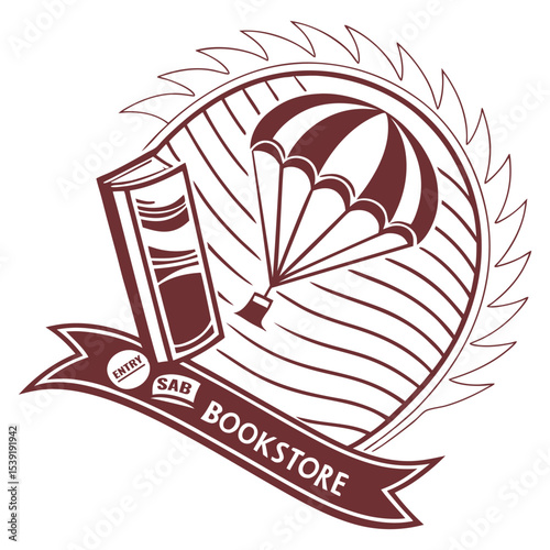 antique bookstore logo open book parachute graphics vector