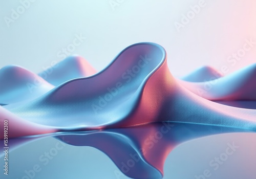 Abstract landscape with smooth colorful hills reflecting in water surface