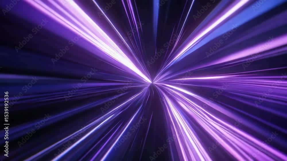 A tunnel of purple and white lights resembling a galaxy or space theme.