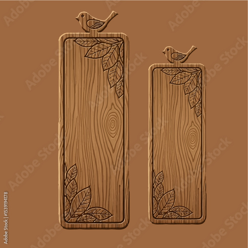 Rustic Bird Bookmark Set – Engraved Wood Textured Bookmarks
