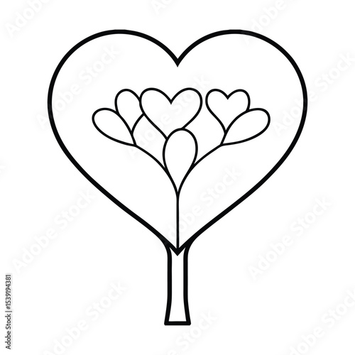 Romantic heart shaped tree design illustration for valentine s day spring or nature themes