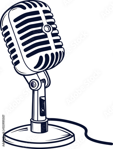 Retro microphone isolated on transparent background