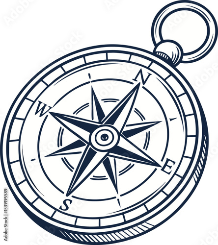vector compass icon on transparent background 