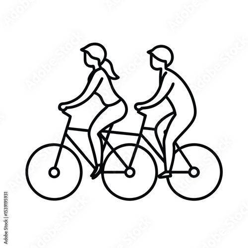 Romantic couple enjoying a bicycle ride together