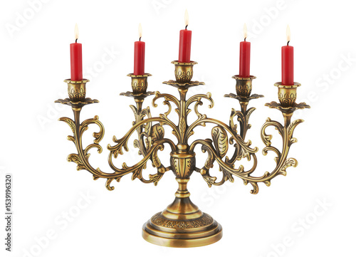 candlestick with red candles isolated