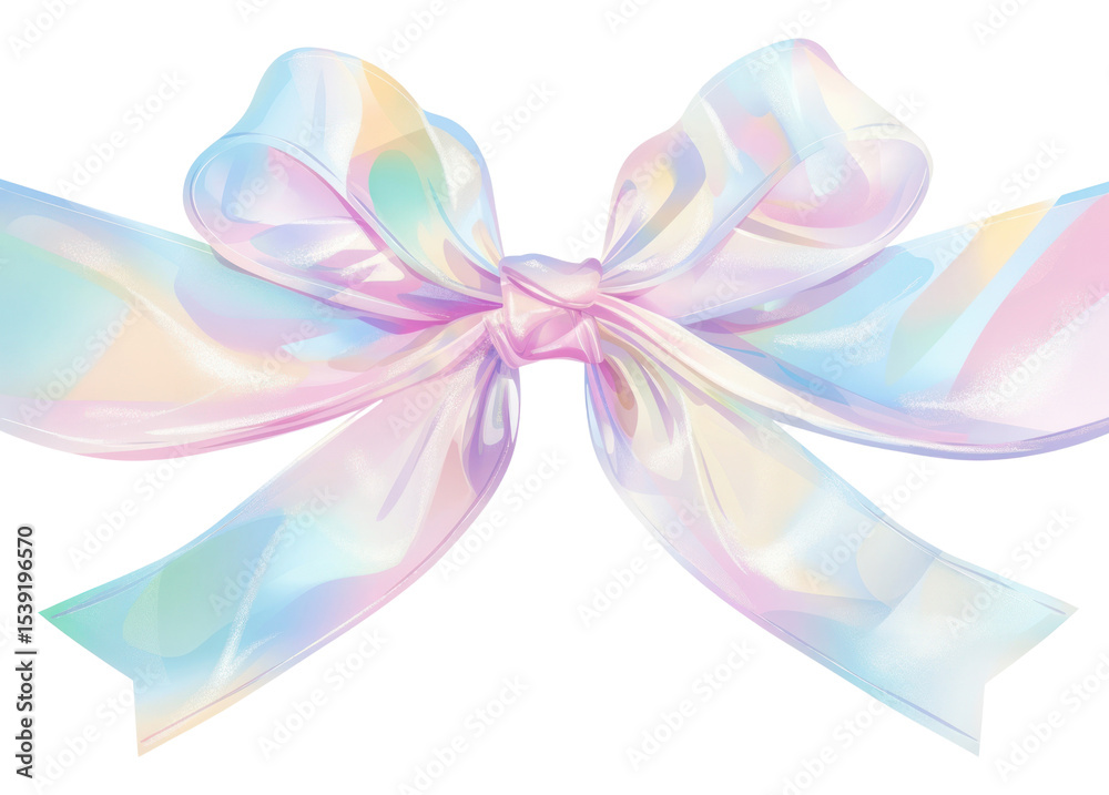 Fototapeta premium Iridescent pastel ribbon bow