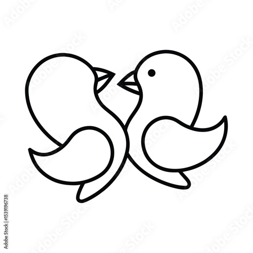 Adorable lovebirds sharing a tender kiss romantic vector illustration for valentine s day cards prints and designs