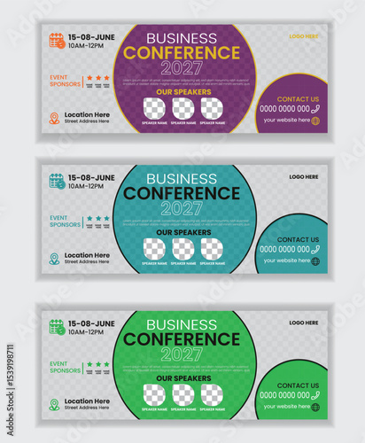 Facebook/ Business Conference Banner – Editable EPS Template for Modern Corporate Event & Webinar Promotion