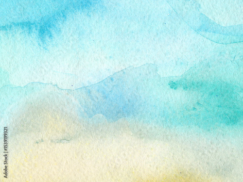 Abstract colorful background, blue and yellow watercolor texture 