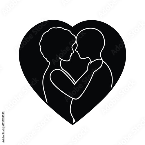 Romantic couple silhouettes elegant vector design for love and romance