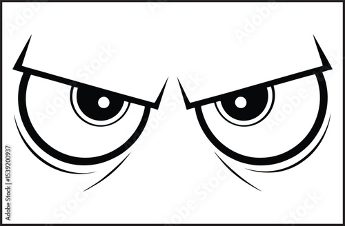 Angry Robot Cyborg Eyes with Metal Eyebrows - Vector Illustration
