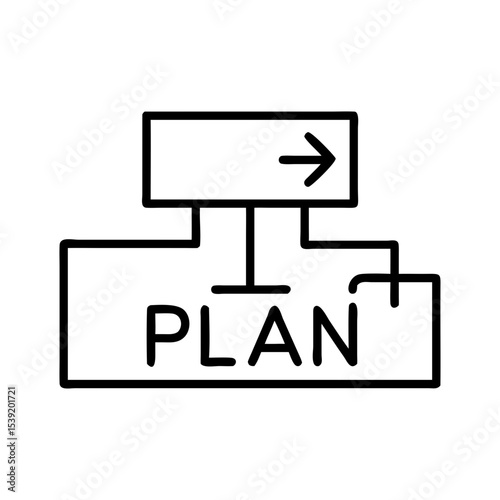 Flowchart diagram for planning process with directional signs  