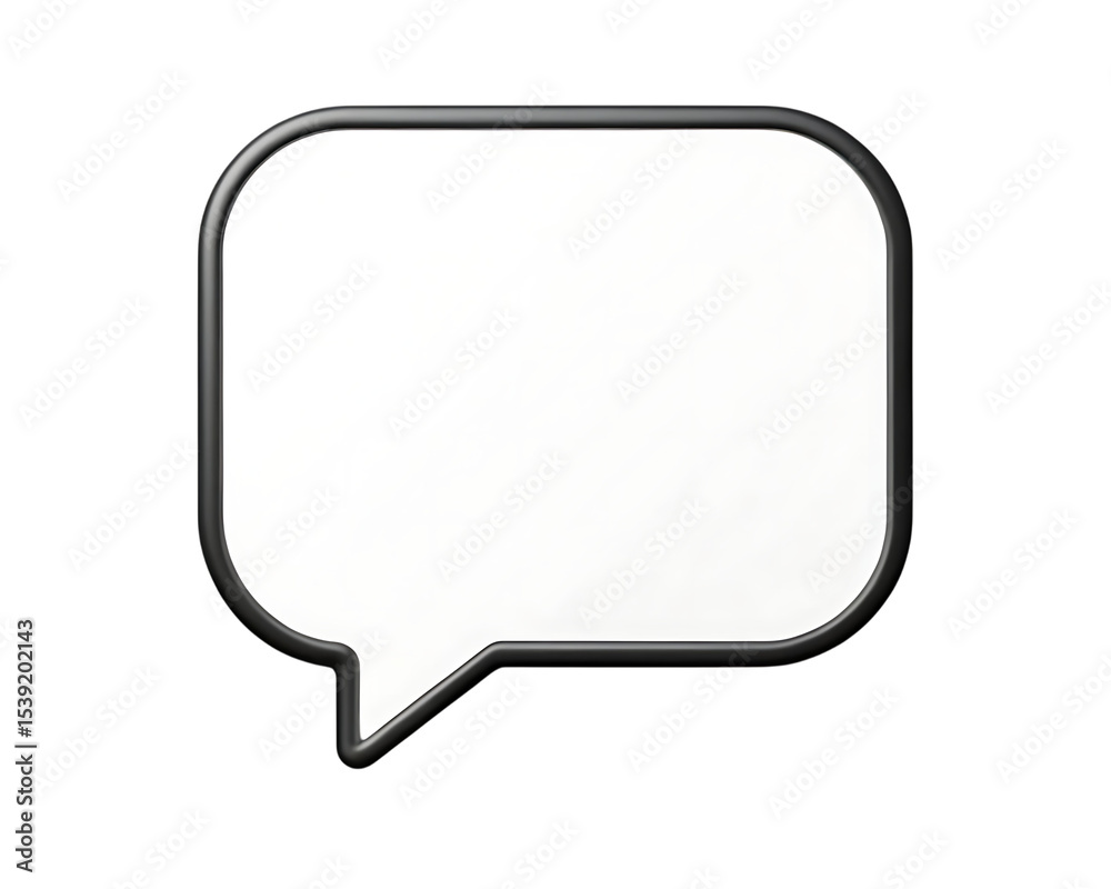 Fototapeta premium Blank 3D Speech Bubble with Black Border on Transparent Background
