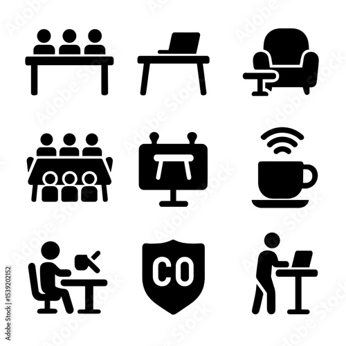 Set of icons for a variety of office and home settings