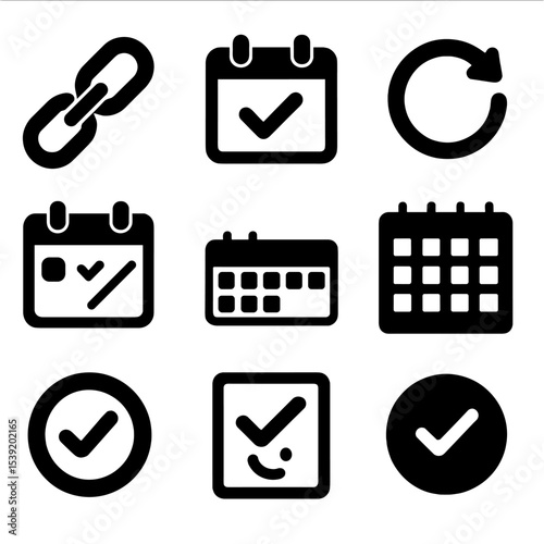 Set of icons for calendars, Checkboxes, and other calendar-related items