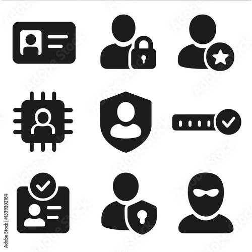 Set of icons for security and identification