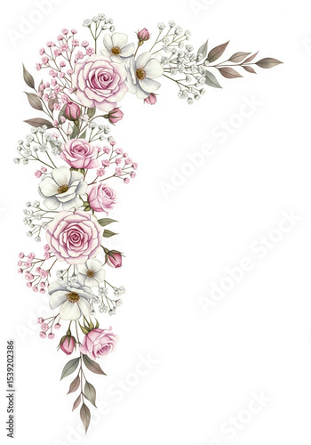 ローズ＆カスミソウのエレガントフレーム