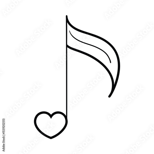 Romantic music note design with heart vector illustration