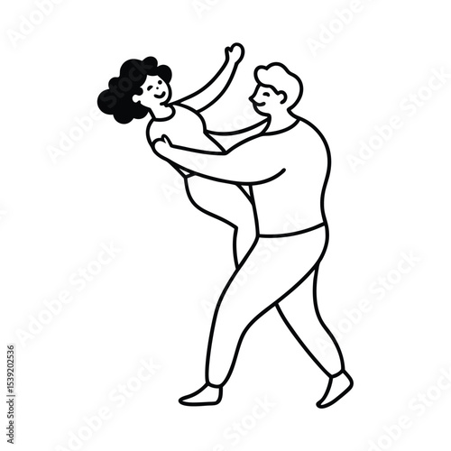 Joyful couple lifting each other in celebration