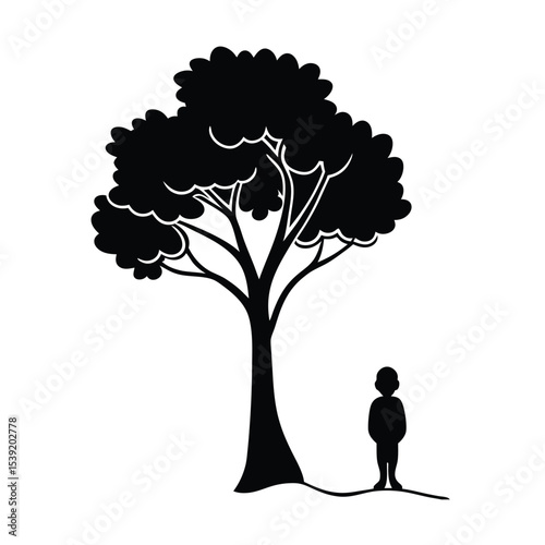 Person silhouette underneath a tree at sunset