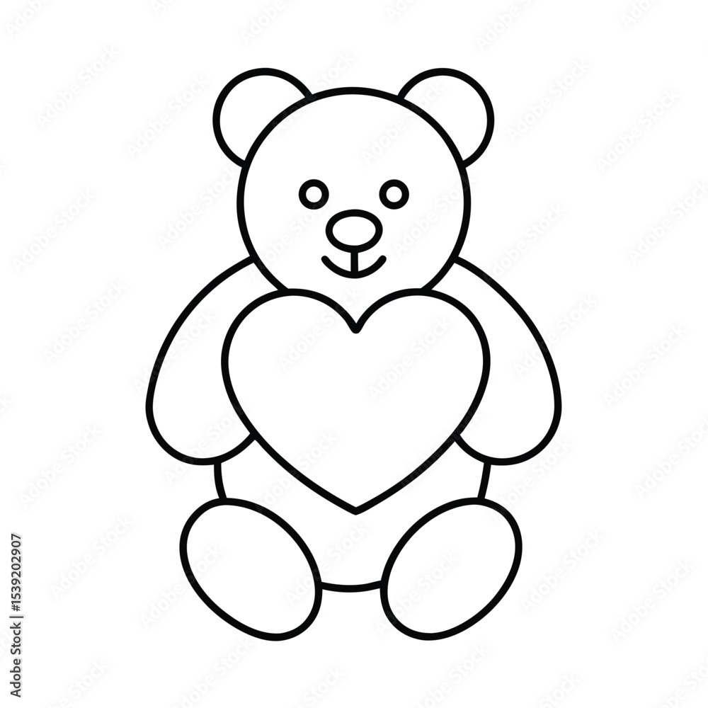 Obraz premium Adorable teddy bear holding a heart cute cartoon illustration