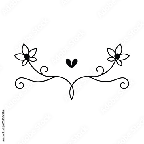 Elegant floral heart divider design for invitations and cards