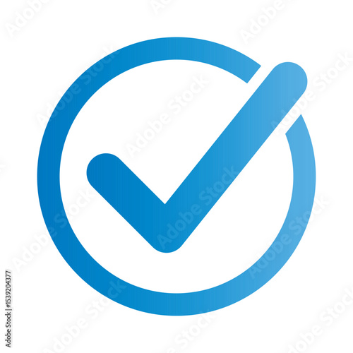 Blue check mark icon in a circle. Tick symbol in blue color, vector illustration. Check mark icon symbol vector. Symbol for website computer, mobile and app.