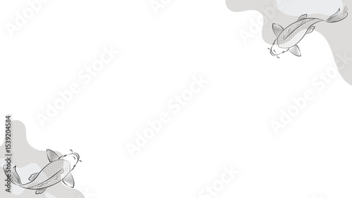 Minimalist Koi Fish Frame Illustration for Elegant Banner and Background Design
