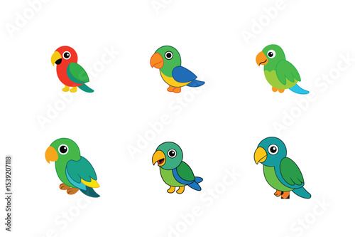 Parrot flat color bundle design 