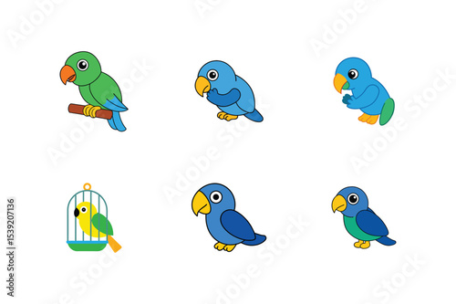 Parrot flat color bundle design 